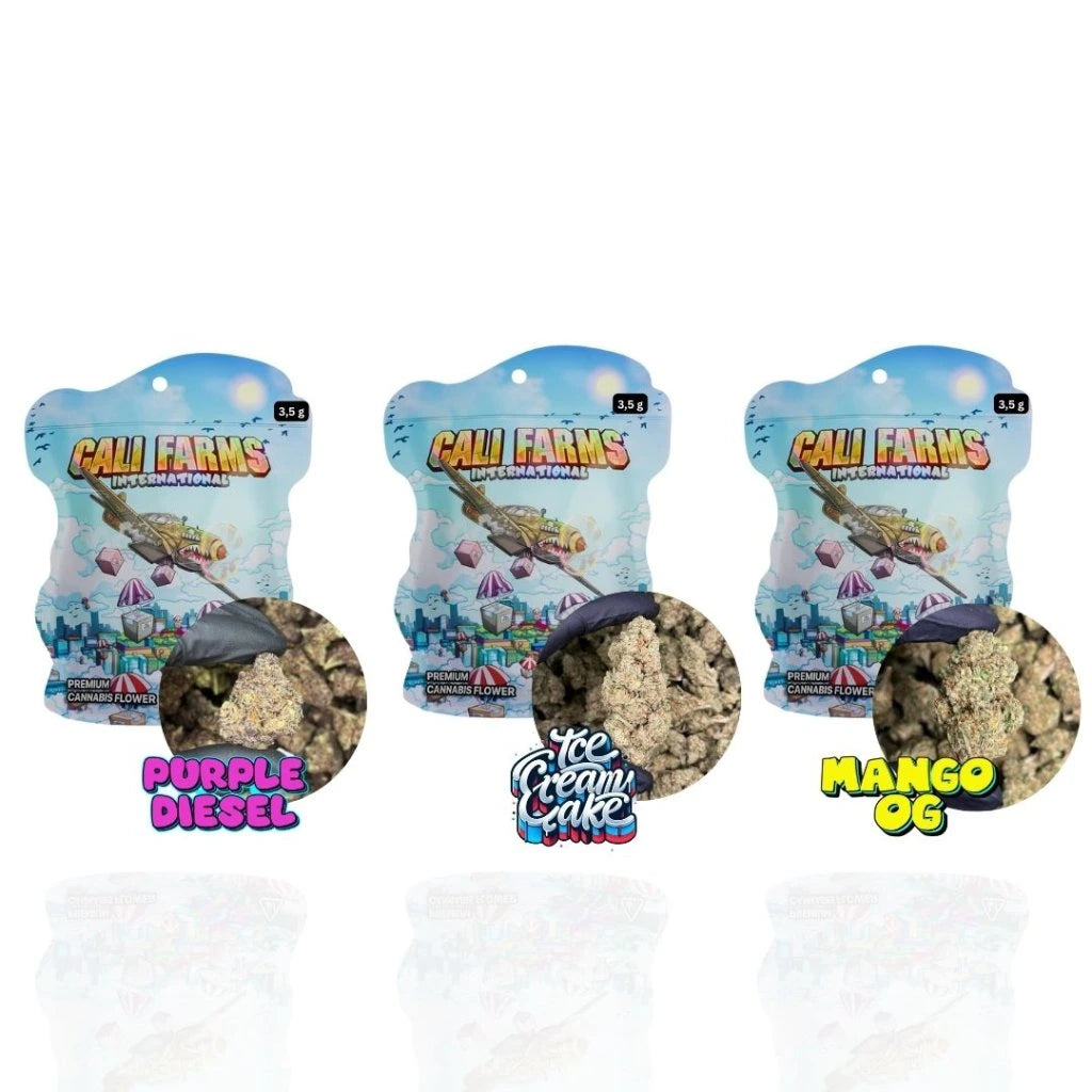 CBD Květy 3 x 3,5g - Purple Diesel, Zmrzlinový dort, Mango OG