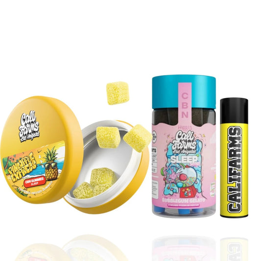 Set CBN gumové bonbóny Pineapple express, CBN vonné tyčinky Bubble Gum, Zapalovač